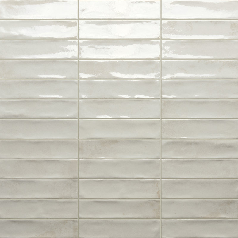 Carreau de porcelaine italien zellige 2 "x 8" Moroccan, Blanc Bianco
