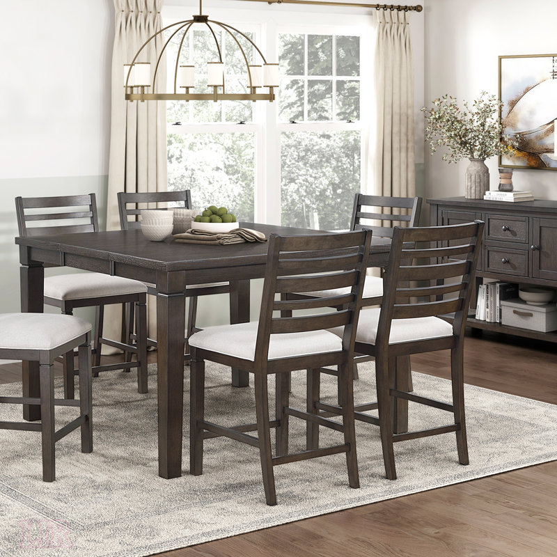 Ensemble de table et chaises de salle à manger à hauteur de comptoir Classic 7pc avec sièges rembourrés pour une décoration intérieure élégante