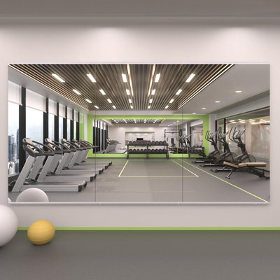 Full-Length Frameless Tempered Glass Yoga Mirrors with Mounting Kit for Home Gym, Yoga & Dance Studio, Set of 2/3