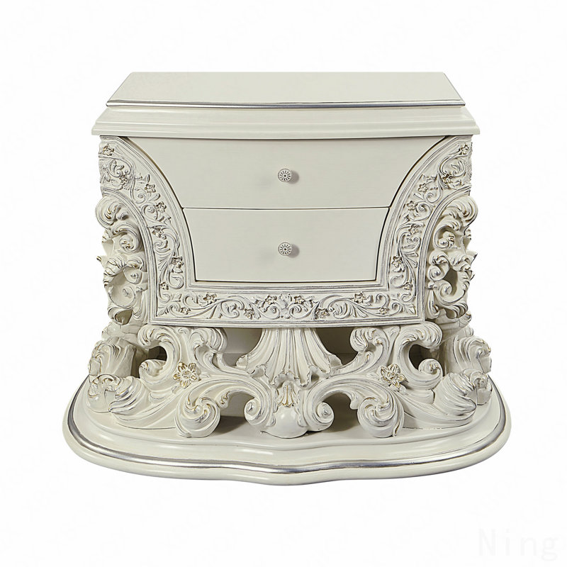 Table de chevet au fini blanc antique