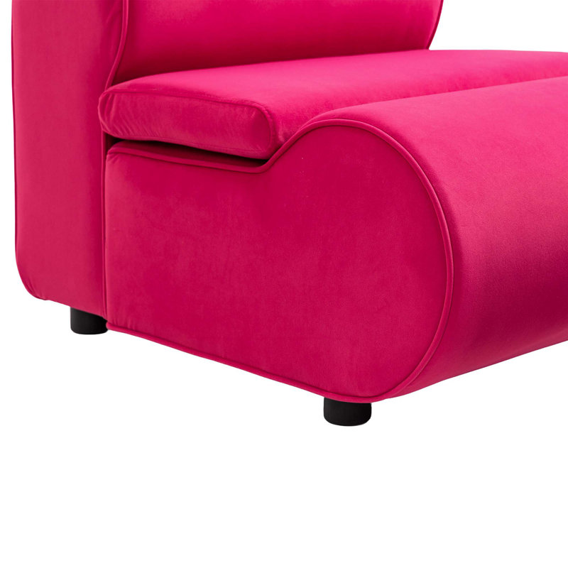 Chaise d'appoint avec repose-pieds House Hold, Velours rouge rose