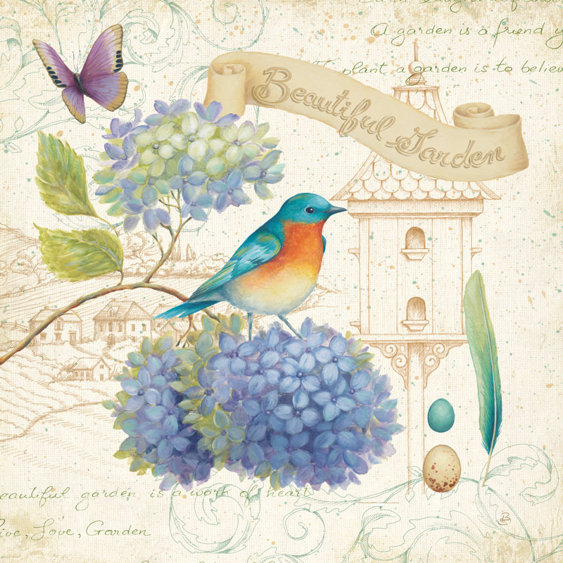 «Birds Garden II» par - Impression sur toile tendue, H 20 po x l 20 po