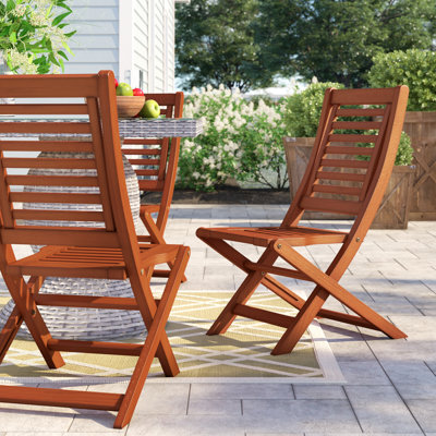 Rafael Wood Premium All-Weather Wicker Outdoor Folding Dining Side Chair