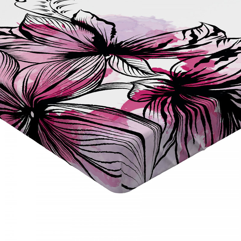 Microfiber Floral Fitted Sheet, Full Fitted Sheet