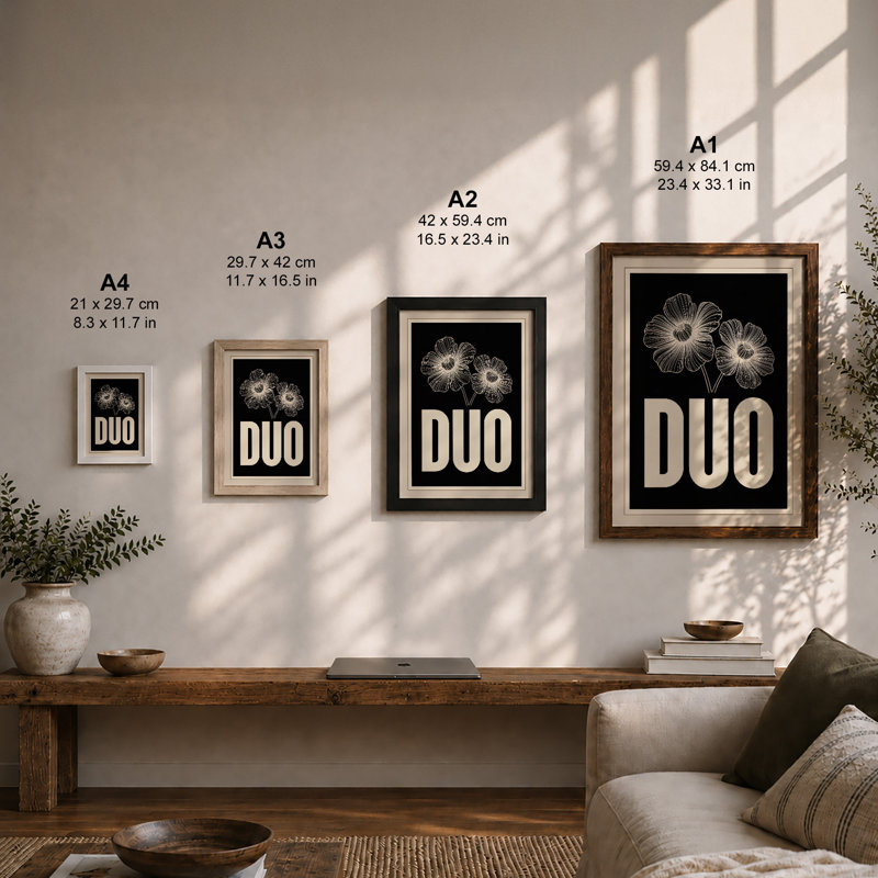 Duo Modern - Framed Print, A2 - 59.4 x 42.0 cm, Black