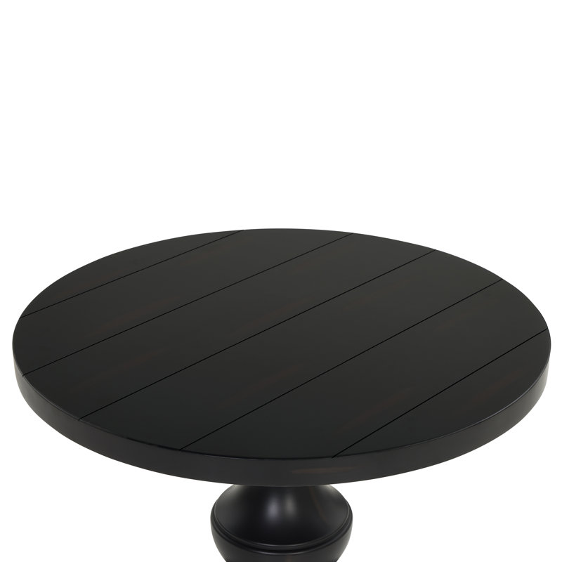 Caesar Traditional Round Pedestal End Table, Black