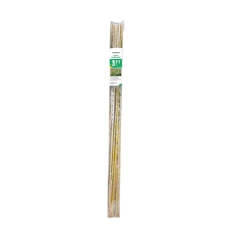 Piquets en bambou naturel 3 pi pour tomates, haricots, fleurs, plantes en pot, plantes grimpantes 25 pièces
