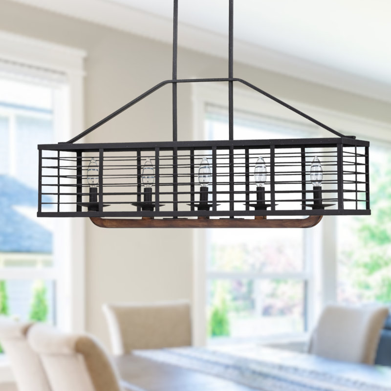 Luminaire suspendu linéaire à 5 lumières pour îlot de cuisine Elk
