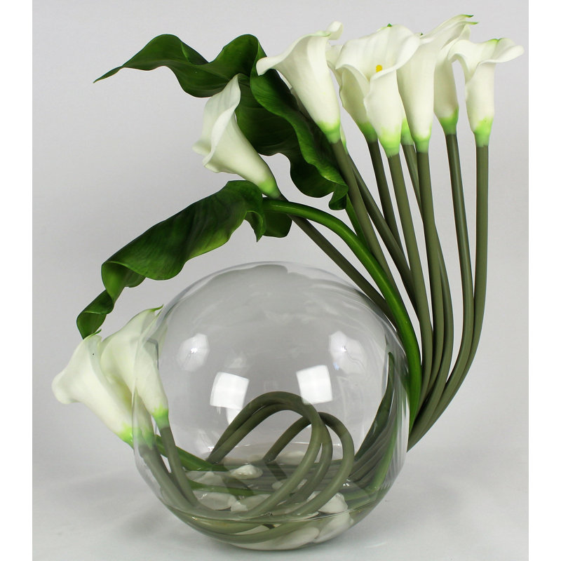Pièce maîtresse en vase crosswinds calla lilies, Blanc