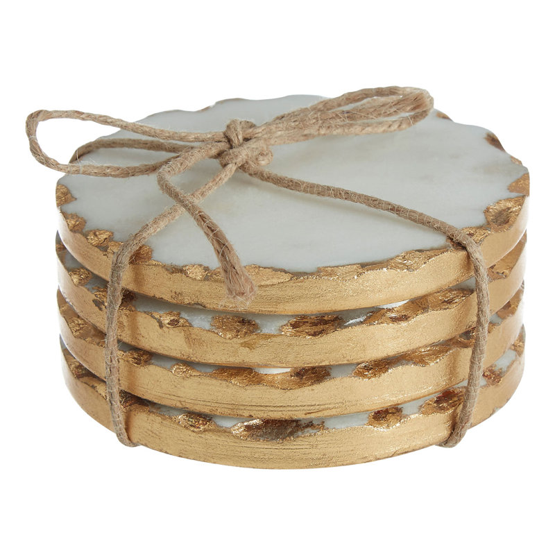 Marble Round 4 Piece Coaster Set