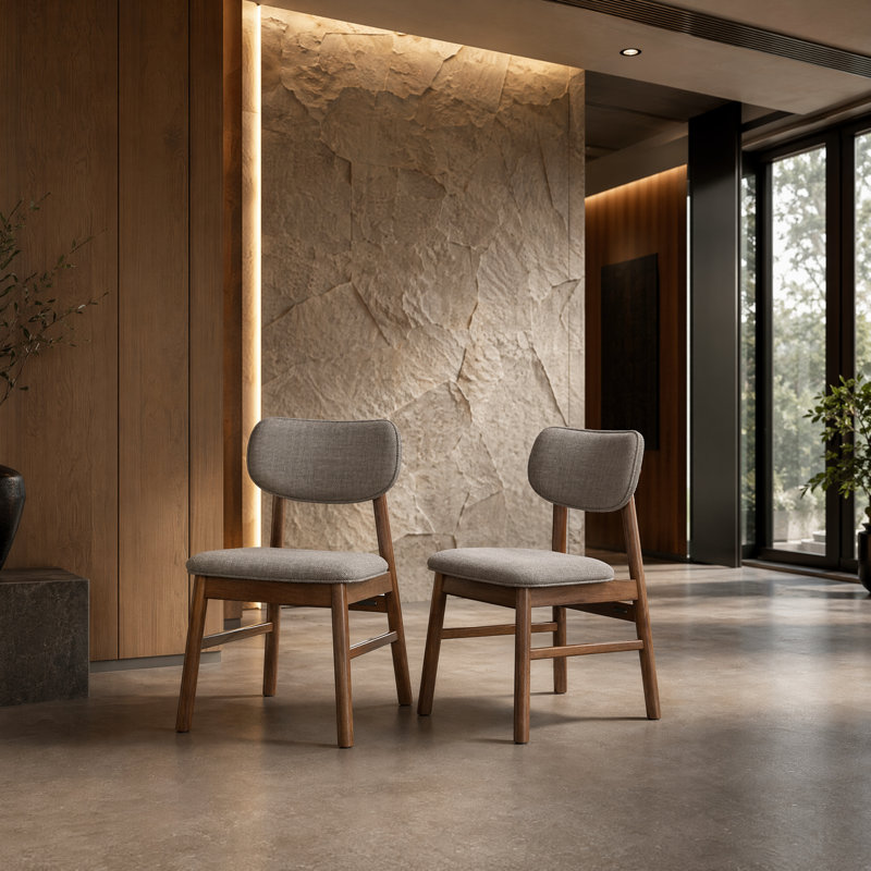 18.7 H Upholstered Dining Chair, Walnut