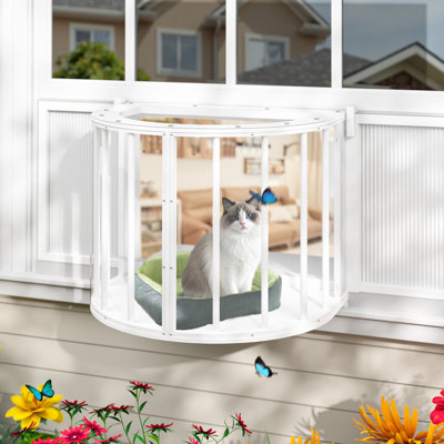 Semi-Circular Balcony Cat Expandable Window Enclosure For Indoor Cats