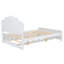 Lit plateforme double en bois blanc avec tête de lit et lit gigogne simple - Fabrication en bois massif, aucun sommier nécessaire-1984511741