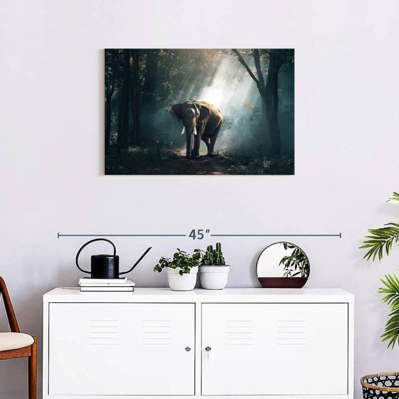 Brampt Sunlit Jungle Elephant, 20" H x 30" W