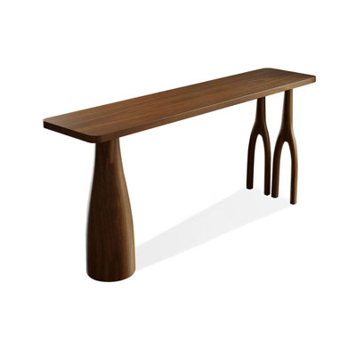 Nut-brown Straight Solid Wood Bar Table