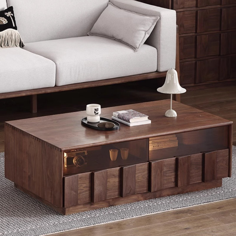 Table basse en bois massif au design rétro, H 15,74 po x L 51,18 po x l 27,55 po