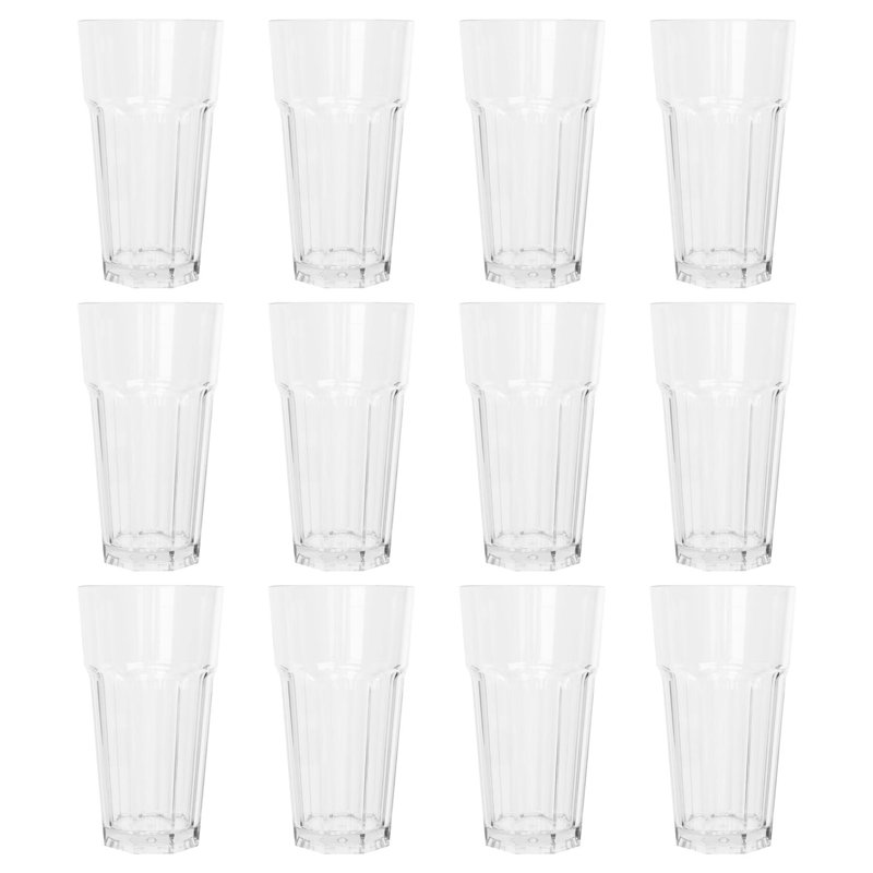 Argon Tableware 580ml Reusable Plastic Highball Glasses - Set of 12