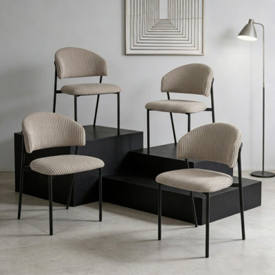 47.5 cm H Corduroy Side Chair in Grey