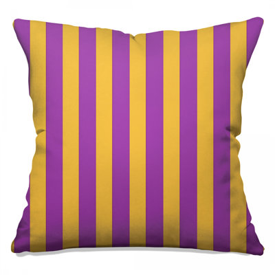 Purple Yellow Stripes Double Sided Throw Pillows