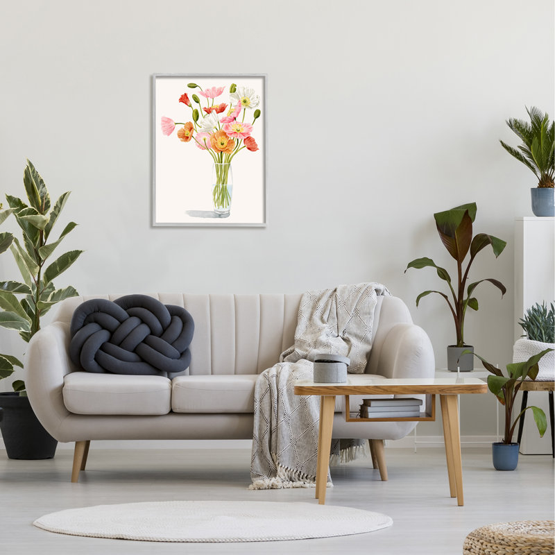 Coquelicots vifs floraux en verre, H 24 po x l 24 po x P 1,5 po, Estampe numérique Farmhouse