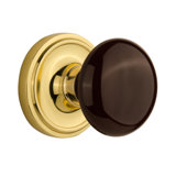 Classic Rosette with Brown Porcelain Door Knob