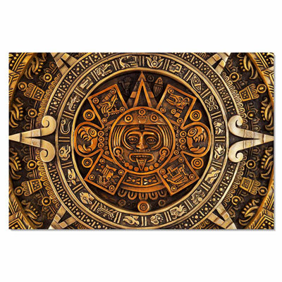 Calendrier aztèque, art méso-américain, décoration murale mexicaine, impression murale acrylique