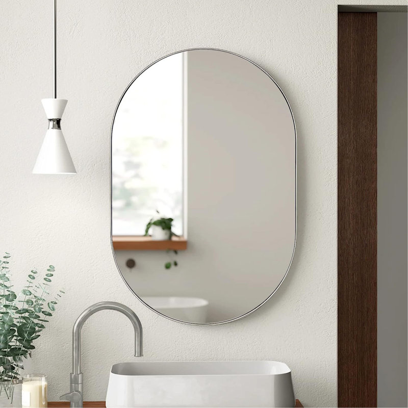 Rauch Aluminum Mirror, Silver, 28" x 20", Oval