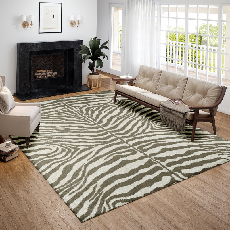 Chenille Washable Animal Print Indoor / Outdoor Rug, Rectangle 3' x 5'