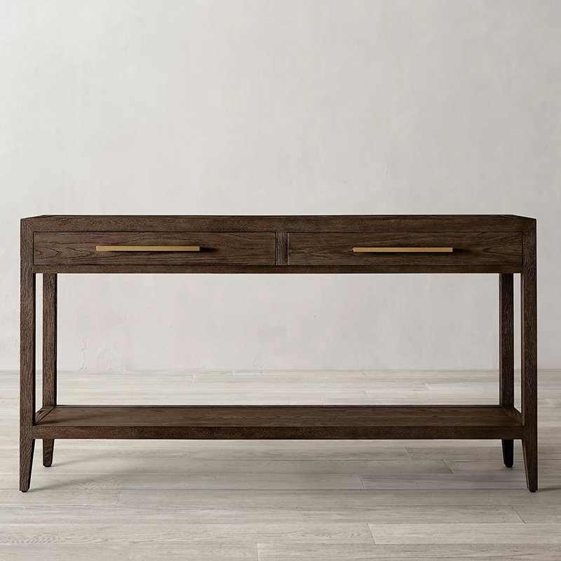 Table d'entrée en bois massif de style américain, Brun, H 35,4 po x l 47,2 po x P 15,7 po