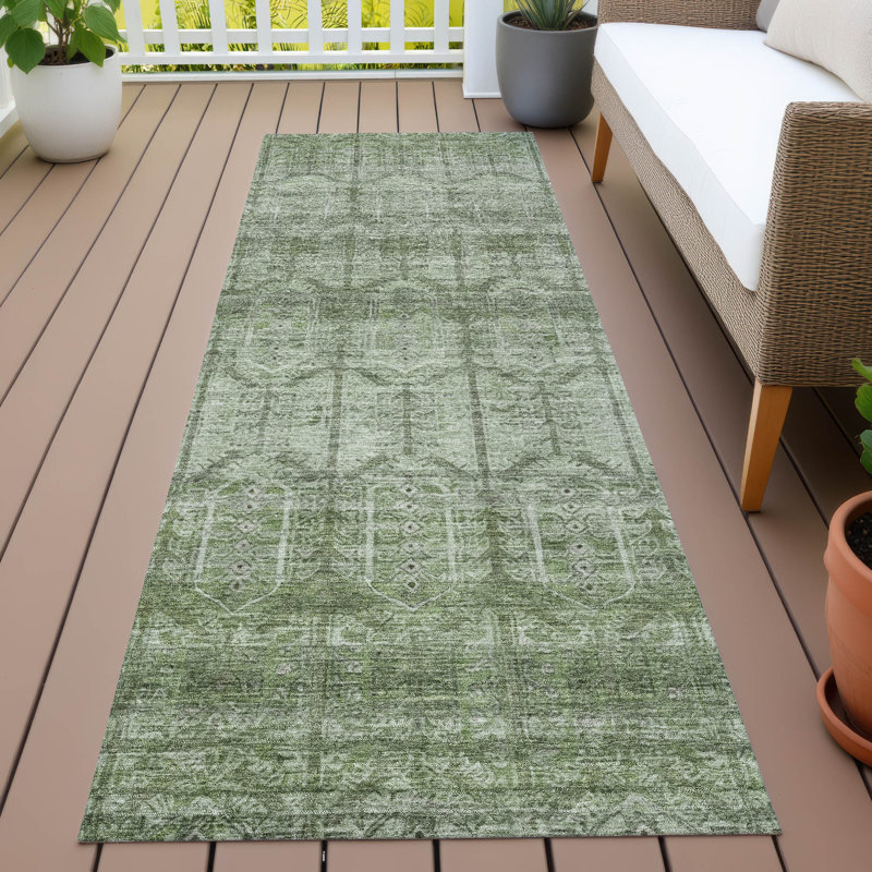 Machine Washable Indoor/Outdoor Chantille ACN2728 Modern Rug, 2'3" x 7'6" Runner, Sage