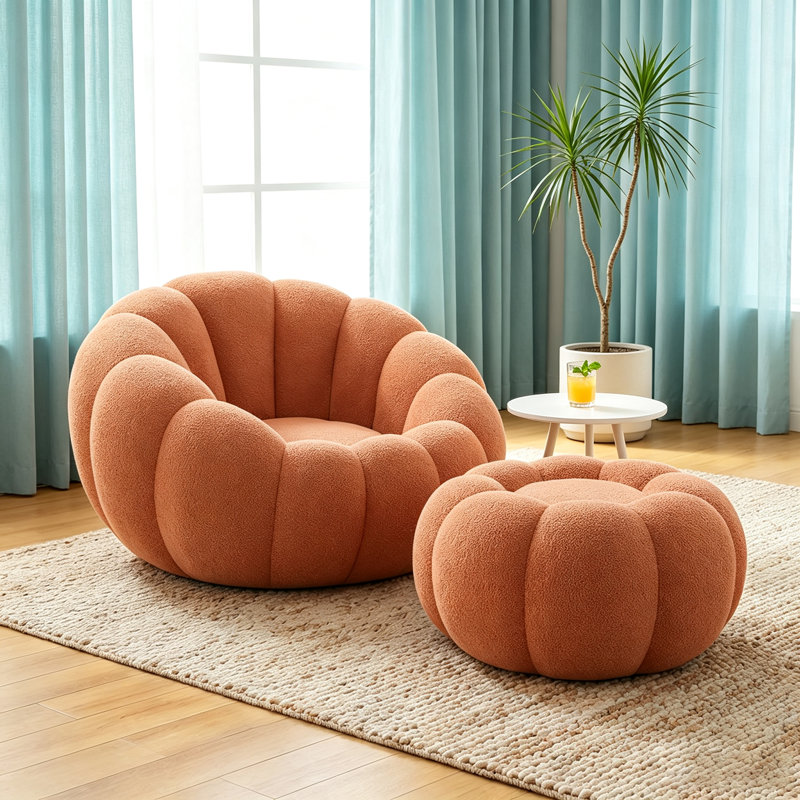 Pumpkin Boucle Lazy Canapé avec repose-pieds Teddy
