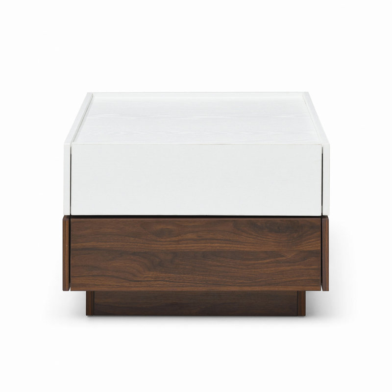 Table basse rotative à 2 tiroirs, table haute en bois à 2 niveaux avec rangement, table basse carrée avec plateau pivotant pour le salon