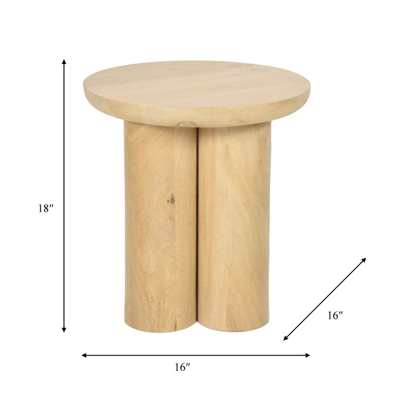 Modern Neutral Wooden Living Room End Table, Side Table 18", Natural