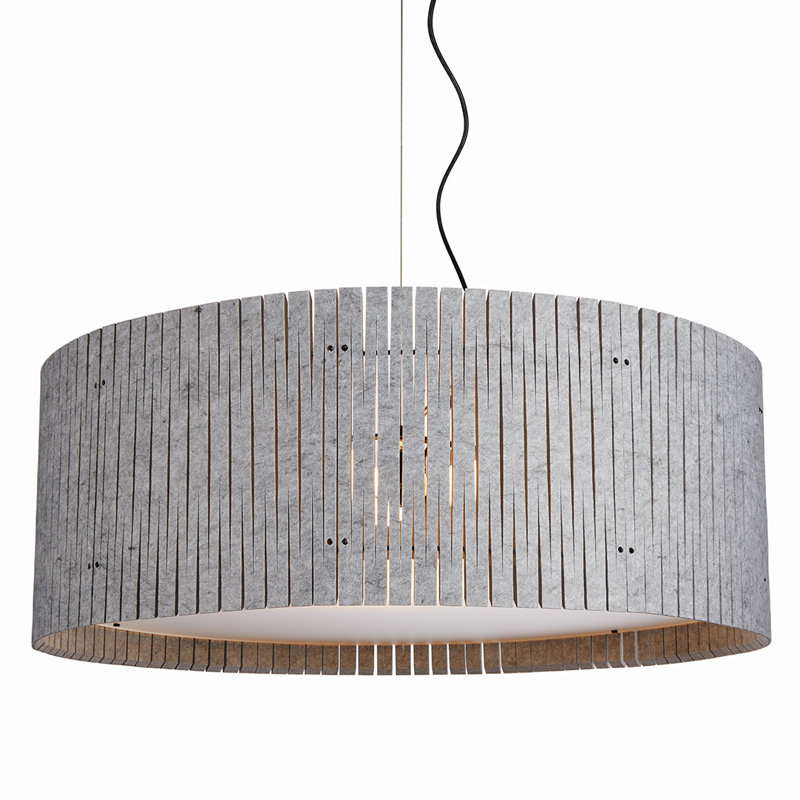 Kerflights D9 Drum Pendant Felt Light Gray, Gray