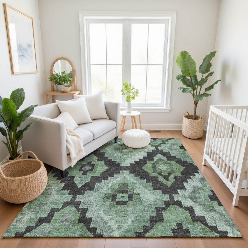 Premium Machine Washable Farolt AMF1894 Aztec Rug, Rectangle 10' x 14'