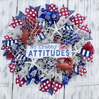 No Crabby Attitudes 18"" Deco Mesh Wreath -  Rosecliff Heights, 10D37098460C41BA8A0E97368DDCB7E8