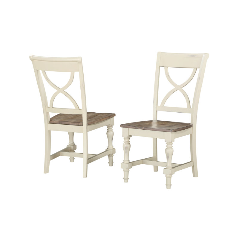 Iestyn 17.25'' H Solid Wood Side Chair, White/Gray