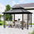 11 Ft. X 13 Ft. Grey Octagonal Gazebo With Double-Roofed Hardtop And Screen