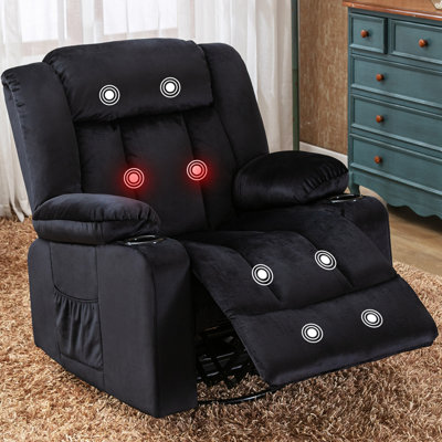 Faygah Recliner Chair Massage Heated Rocker, 360 Degree Swivel Recliner Single Sofa Seat With Cup Holders -  Winston Porter, 93D035D89D0D4230982FE520038CF875