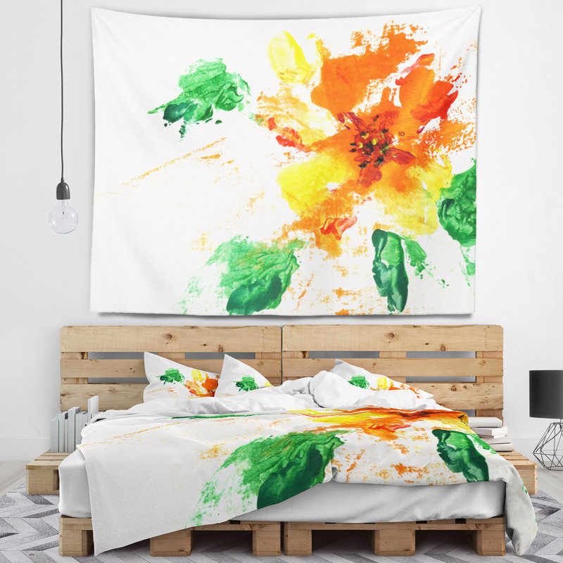 Tapisserie peinte de fleur abstraite Floral, H 32 po x l 39 po
