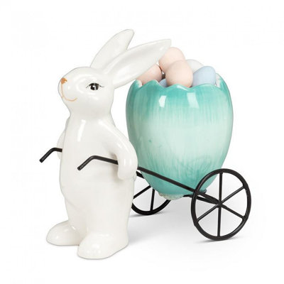 Bunny With Egg Wagon Figurine