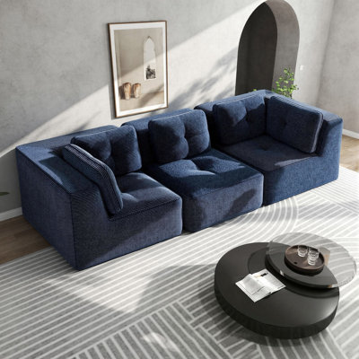 Modern Modular Sofa Set, Corduroy Upholstery, Extra-Large Three-Seater, Spacious Seating, No Assembly Required, Slip-Resistant Design,  For The Living Room