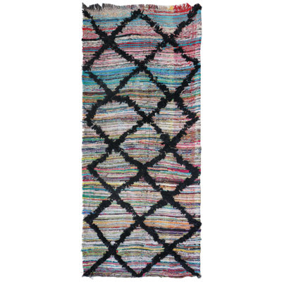 Tapis de couloir unique en laine marocain ivoire 3 pi 6 po x 8 pi 5 po Moroccan Rugs