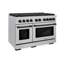 ZLINE Autograph 48 in. Gas Range in DuraSnow® Stainless and Polished Gold Accents-864524050