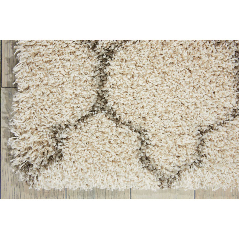 Tapis marocain crème à poils longs Sigrid, Tapis de couloir 2 pi 2 po x 10 pi