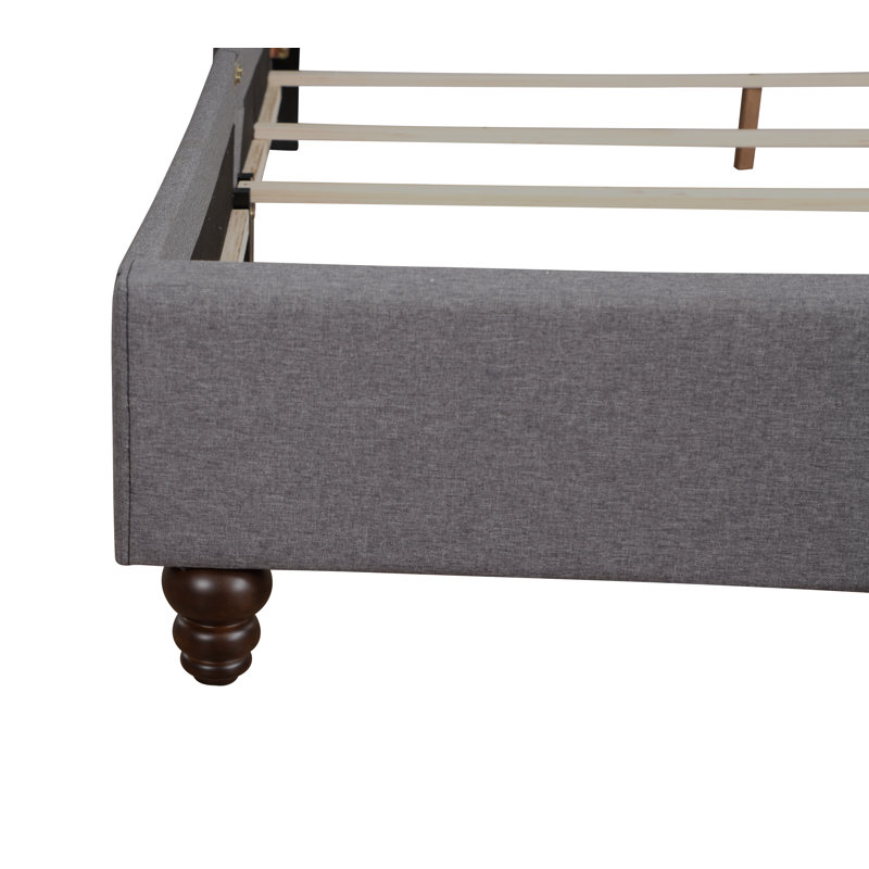 Ashe Upholstered Wingback Bed, King, Light Gray