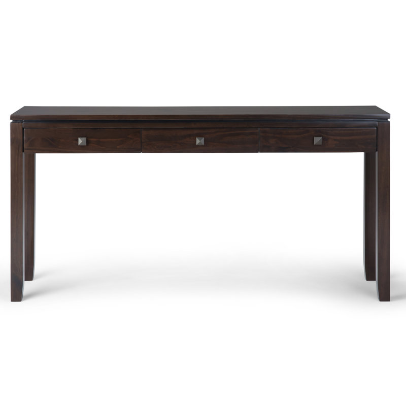 Mahogany Brown Solid Wood Console Table with Storage
