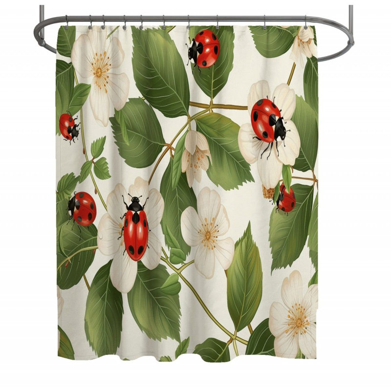 Rideau de douche coccinelle - Décoration de salle de bain nature, H 73 po x l 70 po