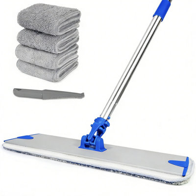 Microfiber Mop, Flat Mop with Aluminum Alloy Base&Stainless Steel Handle for Floor Cleaning, Wet Dry Dust Floor Mops for Hardwood, Tile, Laminate