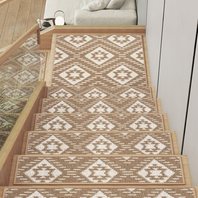 15 pièces Tapis d'escalier anti-dérapant lavable Peel and Stick pour marches d'escalier en bois